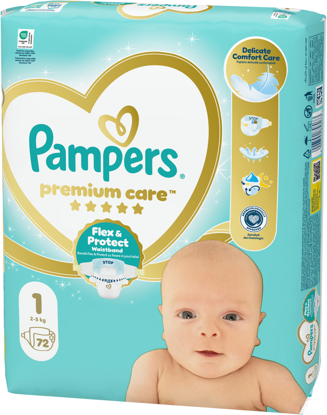 Одноразовые подгузники Pampers Premium Care Размер 1 (2-5 кг), 72 шт. (80789565)